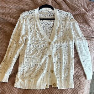 Loft Pointelle V-Neck Cardigan